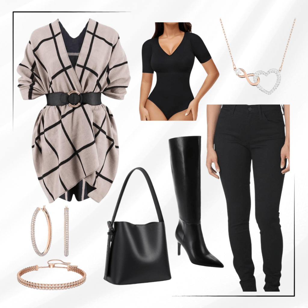 The Beige & Black&nbsp;Poncho