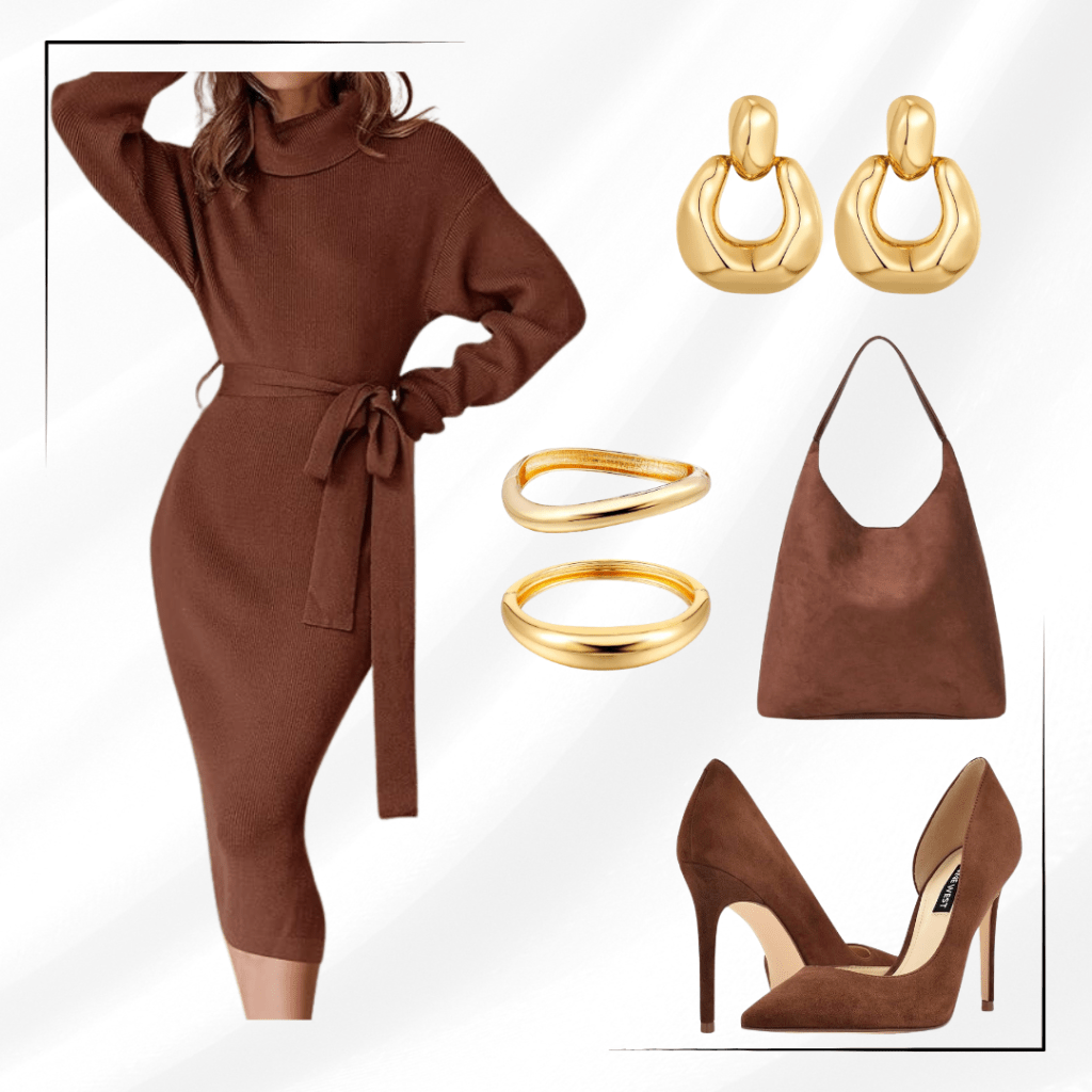 Coffee Sweater Dress